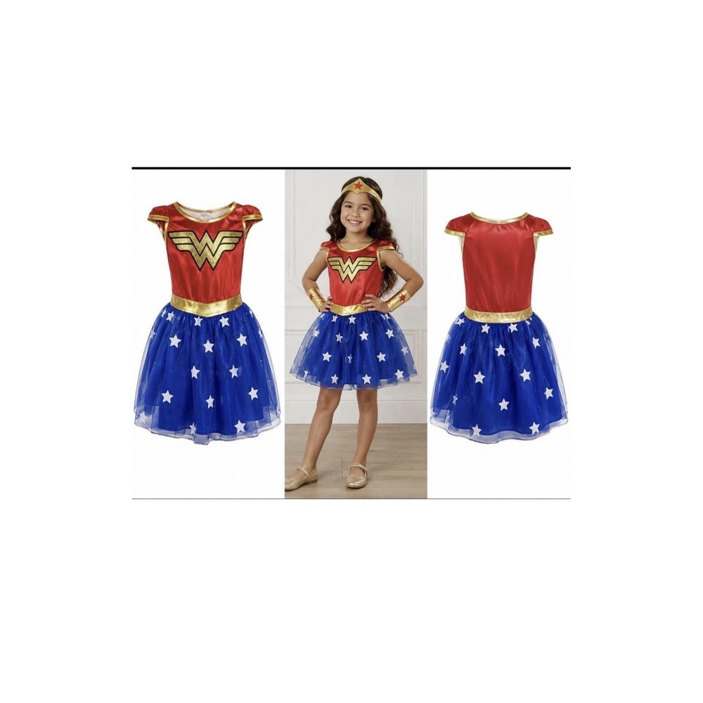 Rubies Girls S (6/6X) DC Comics Wonder Woman Complete Costume Dress Cape Tiara